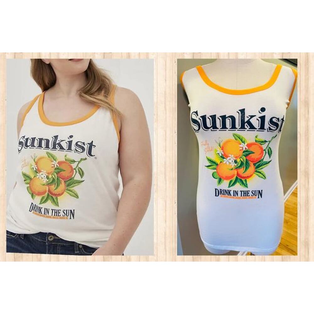 New Torrid 6 (6X 30) Plus‎ Size Sunkist Oranges Ringer Retro Punk Tee Tank Top